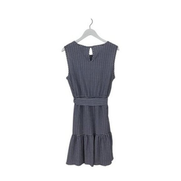 DKNY Navy/Ivory Gingham Seersucker Sleeveless Dress Size 14 NWT - Picture 3 of 3